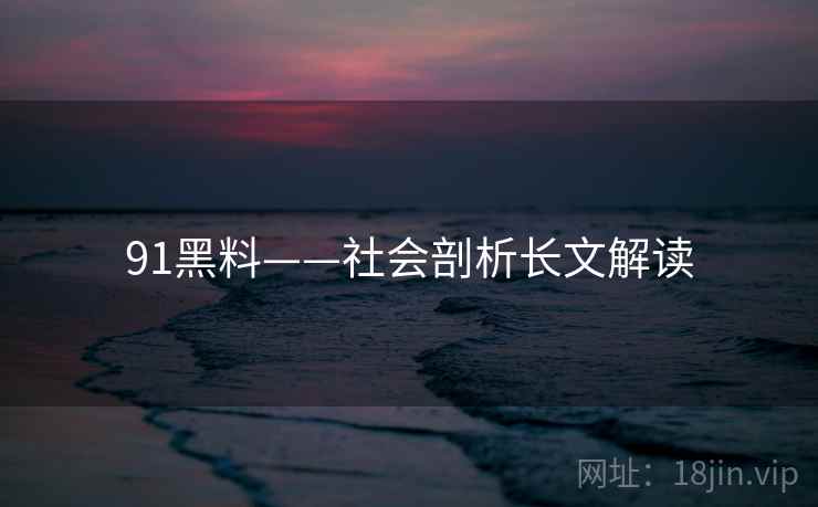 91黑料——社会剖析长文解读