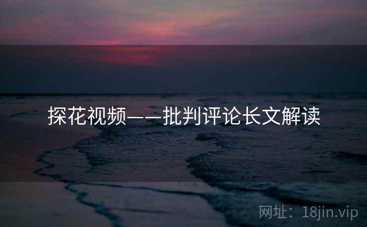 探花视频——批判评论长文解读